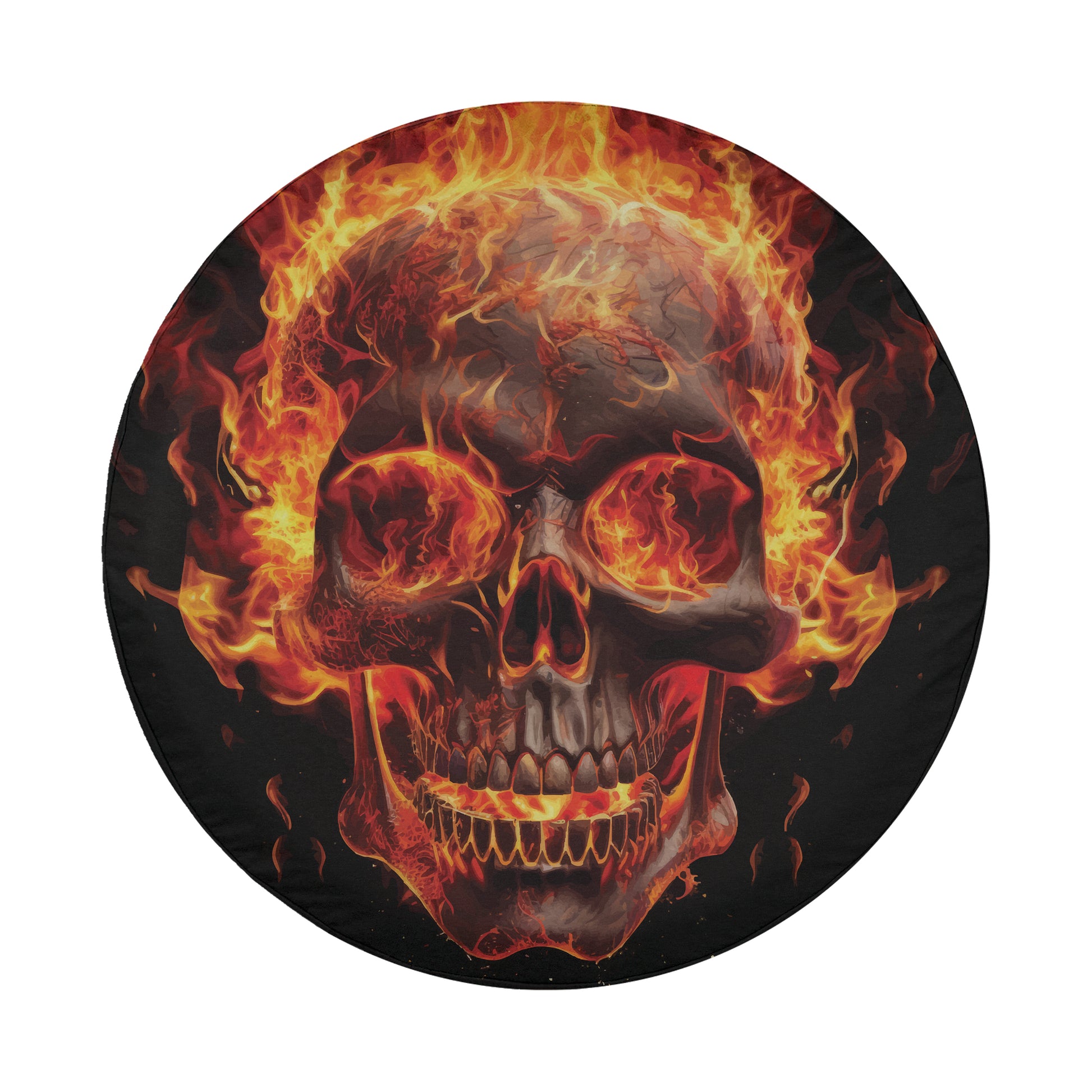 a fire skull on a black background