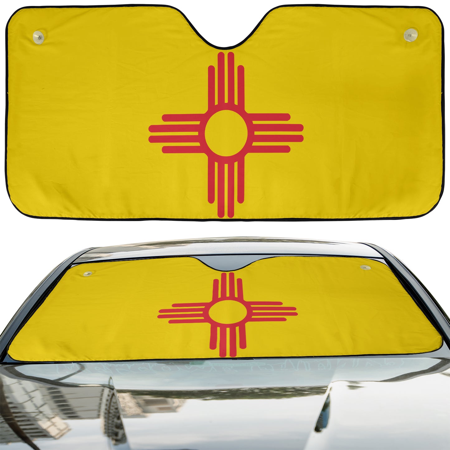 a car with a flag on the side of it