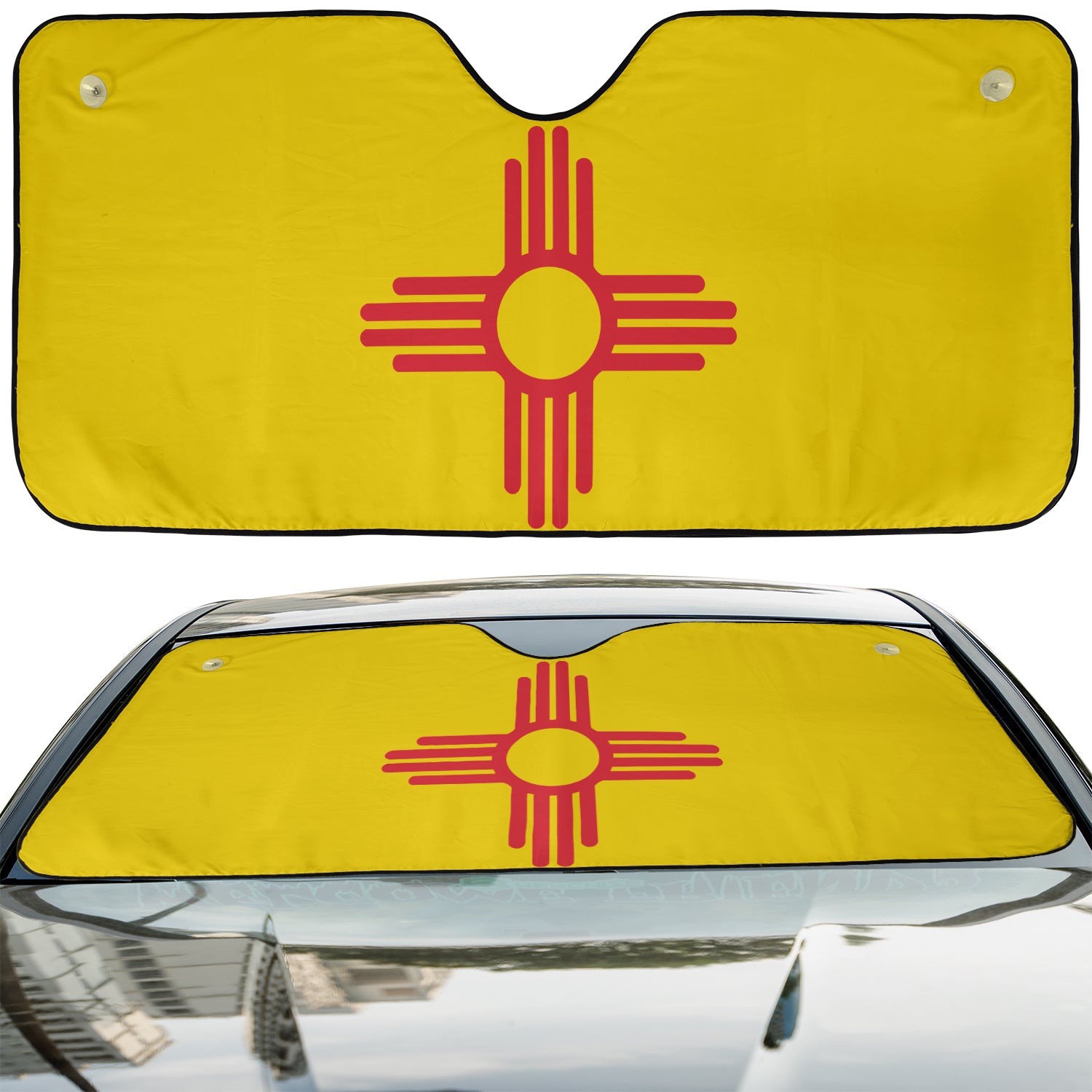 a car with a flag on the side of it