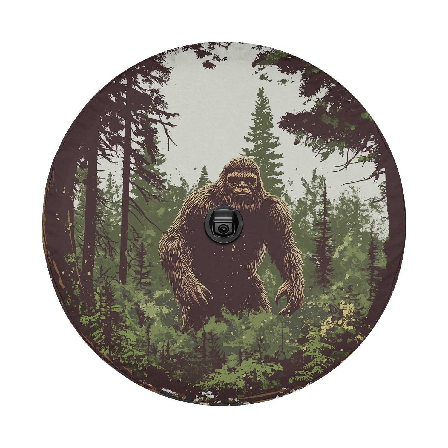 a picture of a bigfoot walking through a forest