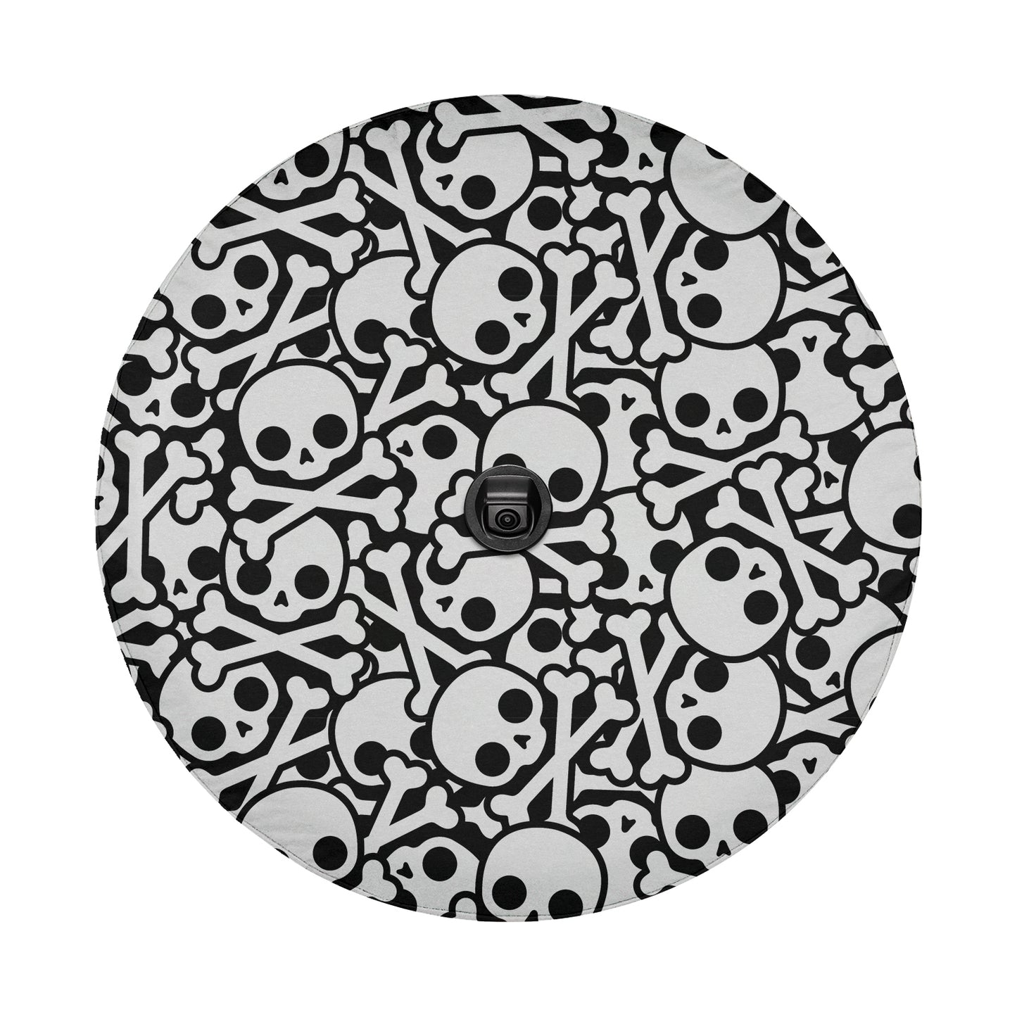 a black and white pattern with skulls on it