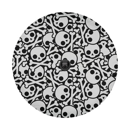 a black and white pattern with skulls on it