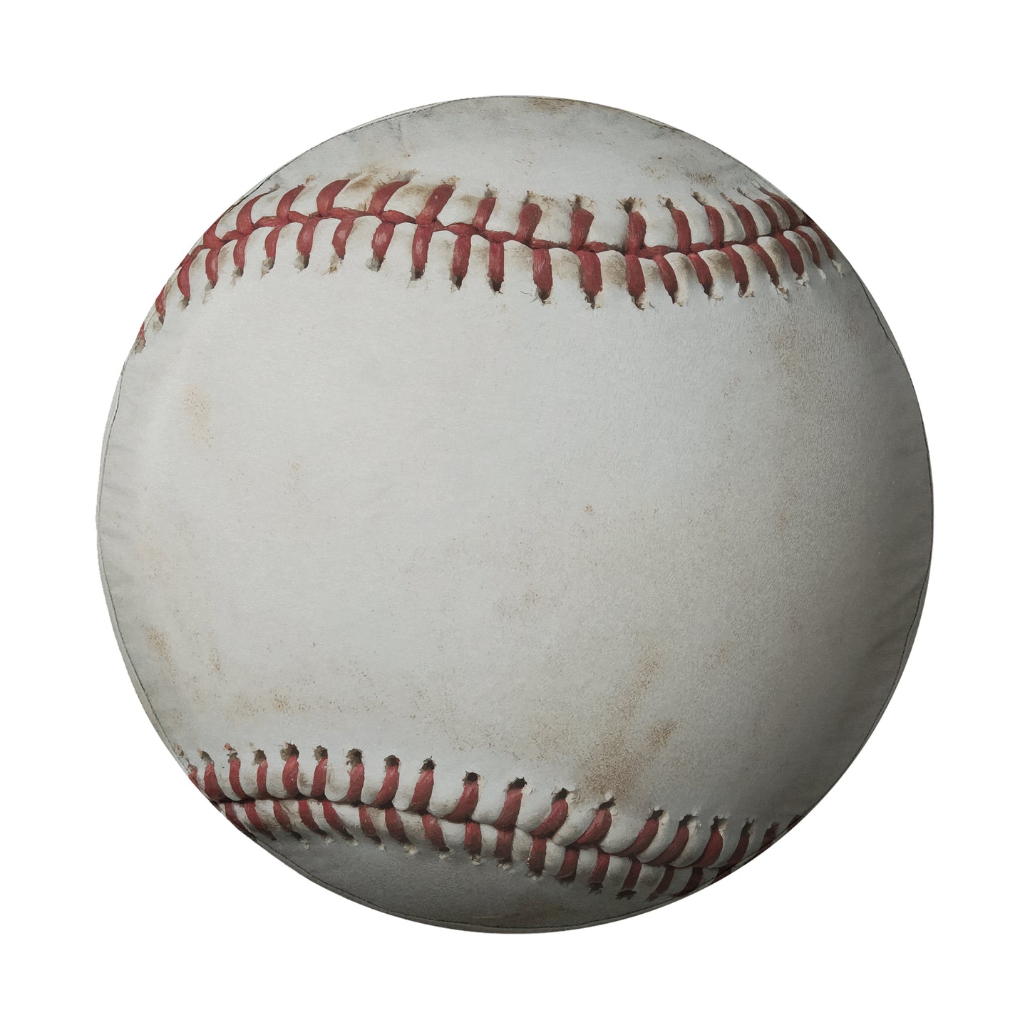 A white baseball with red stitching is shown against a white background.