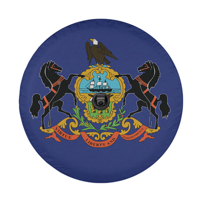 a blue frisbee with a picture of a bird on top of it