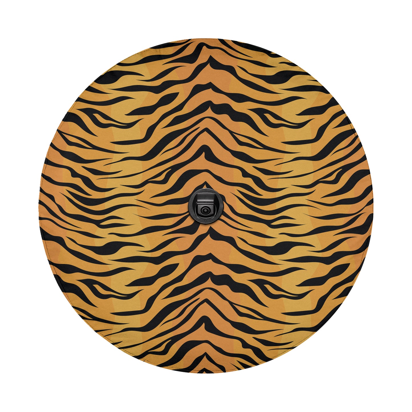 an orange and black zebra print pattern on a round object