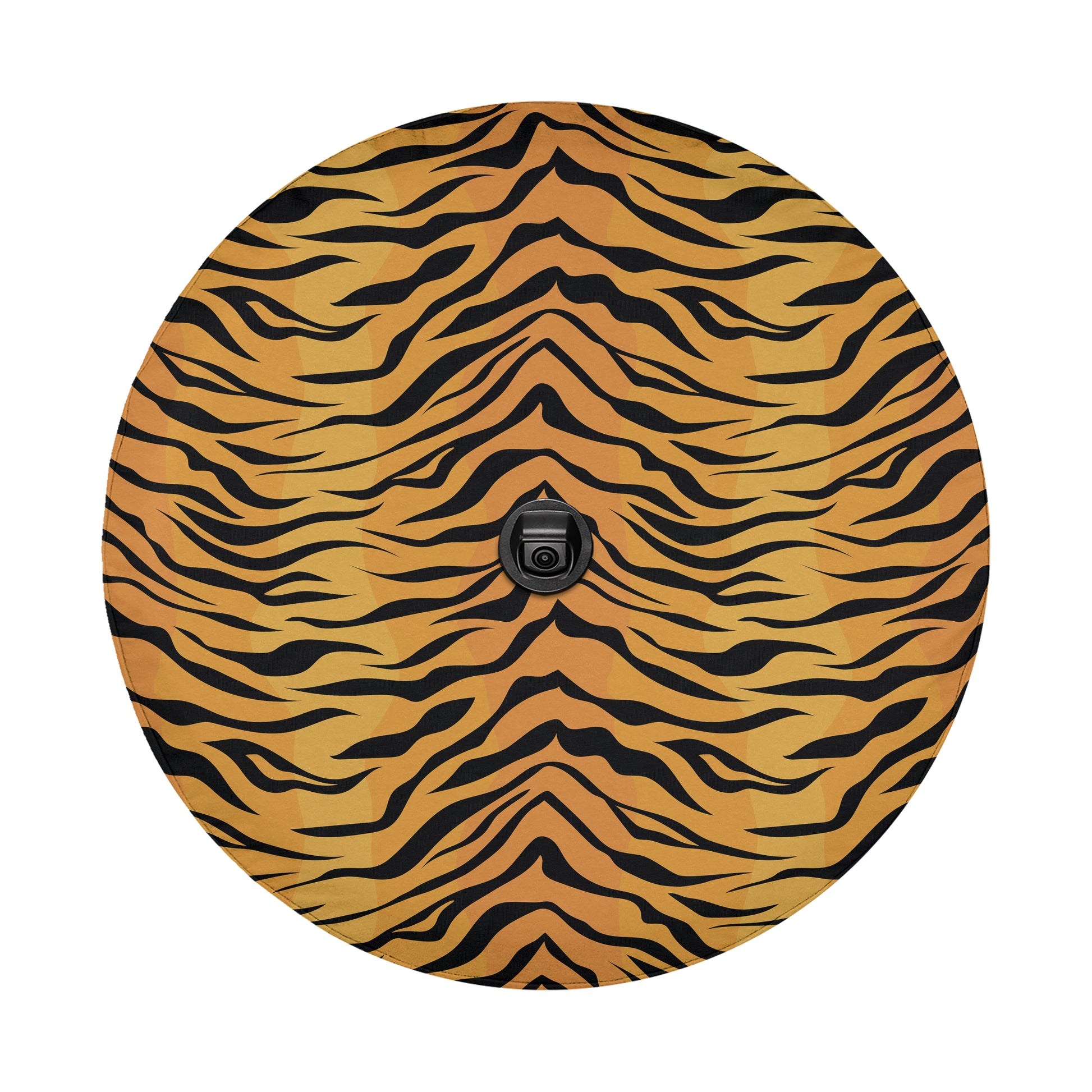 an orange and black zebra print pattern on a round object