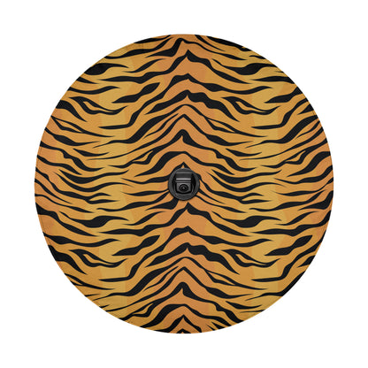 an orange and black zebra print pattern on a round object