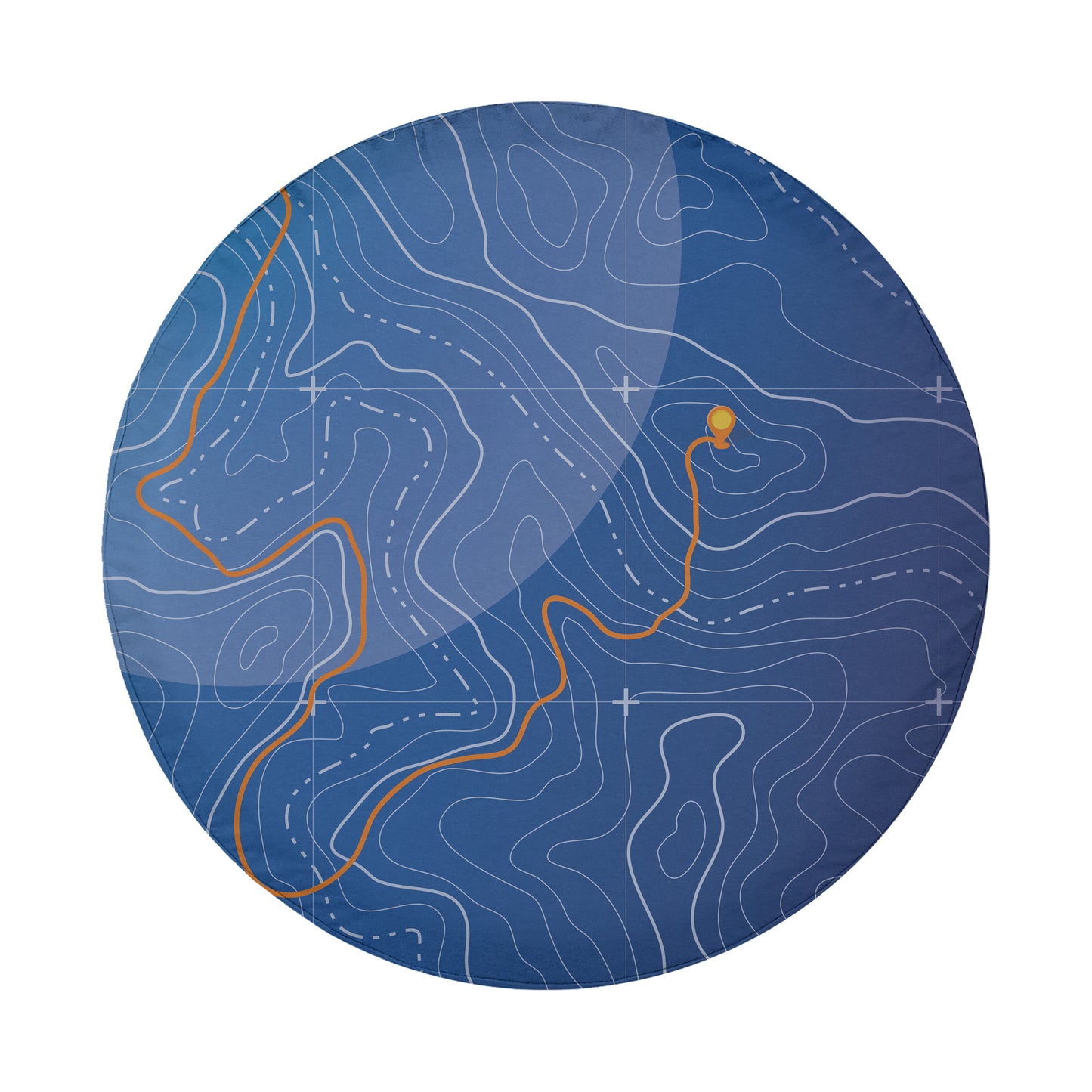a blue plate with a map on it