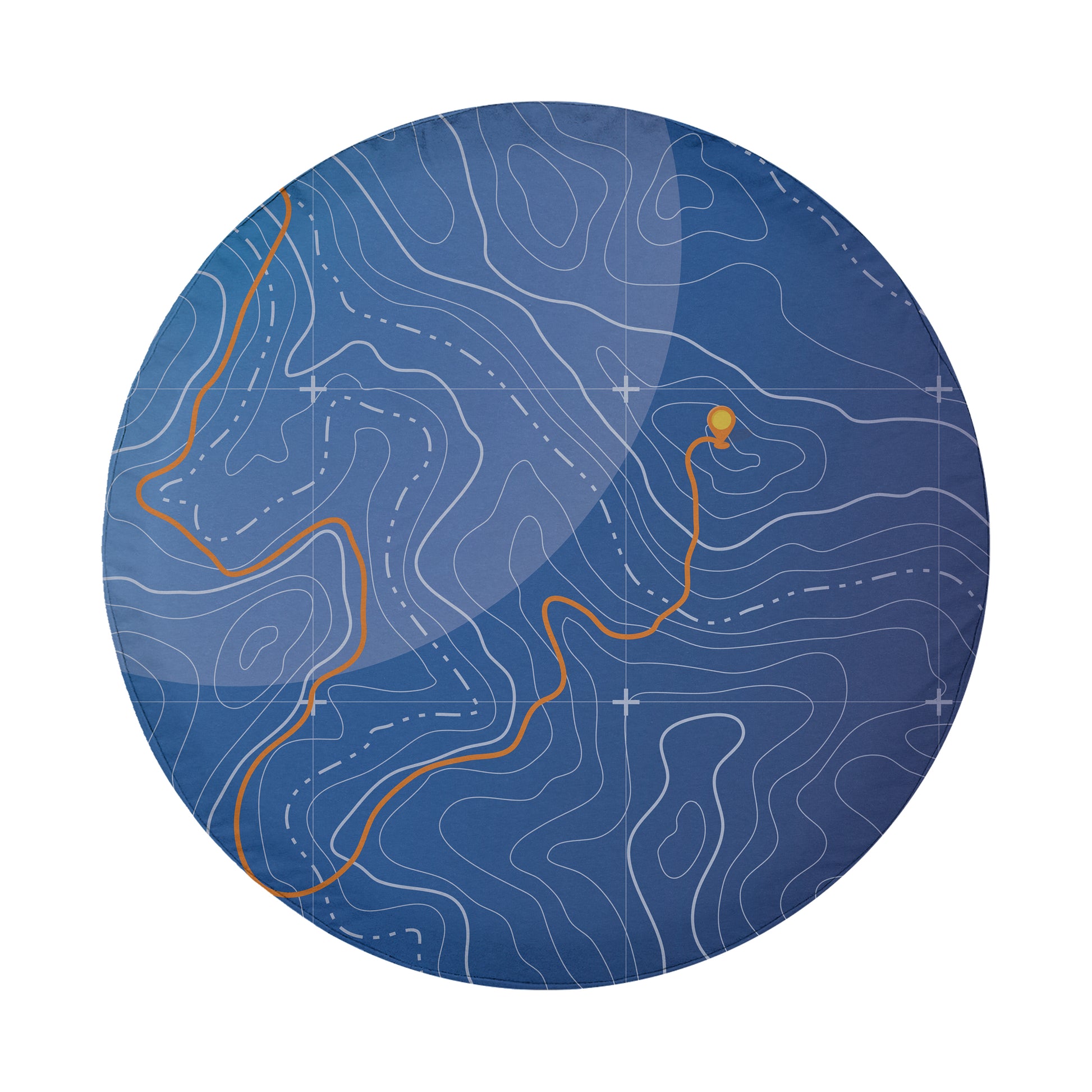 a blue plate with a map on it