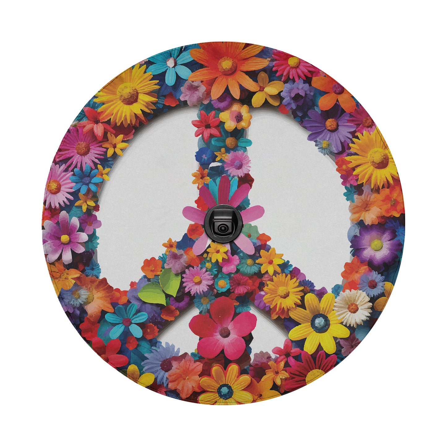 a picture of a peace sign made out of flowers