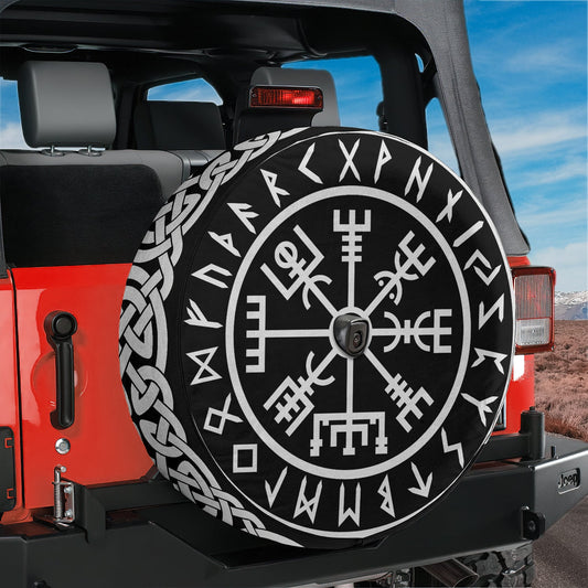 a tire cover that has a wheel on it