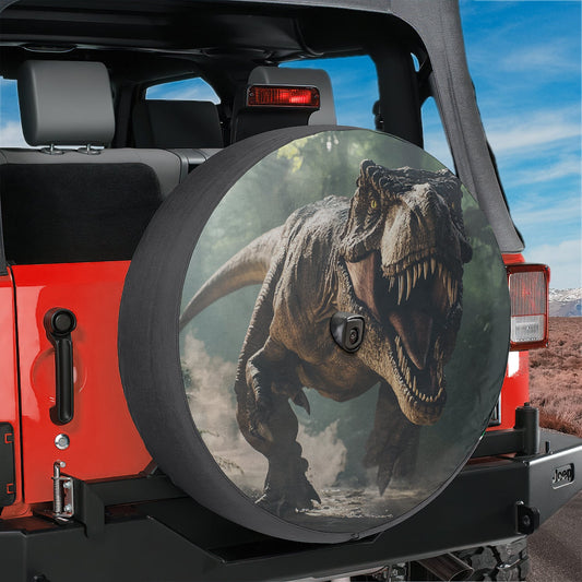 a close up of a tire cover on a jeep