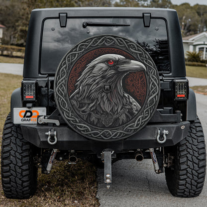 a black jeep with a picture of an eagle on it