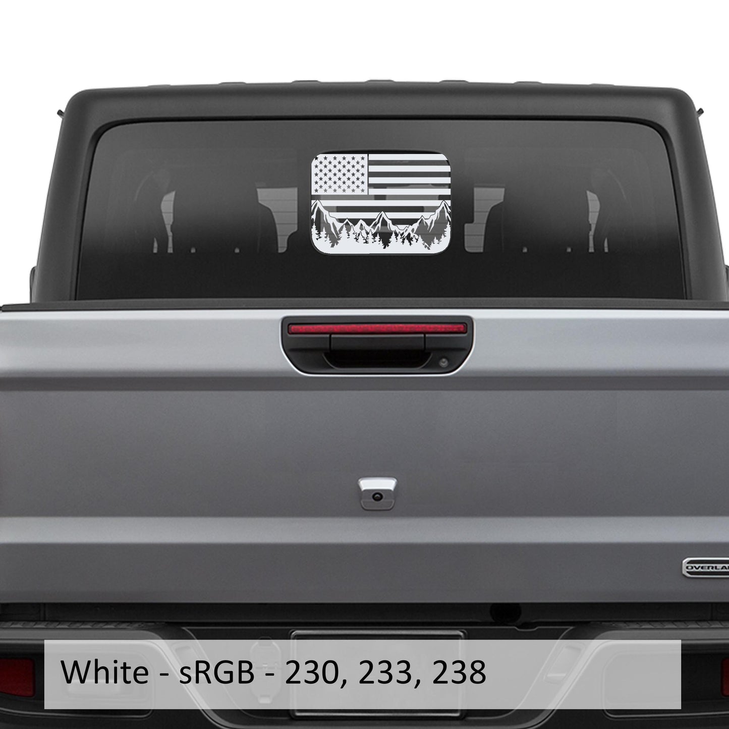 American Flag Mountain Range Vinyl Decal Sticker for Rear Slide Down Window for JT 2020+ Hard Top