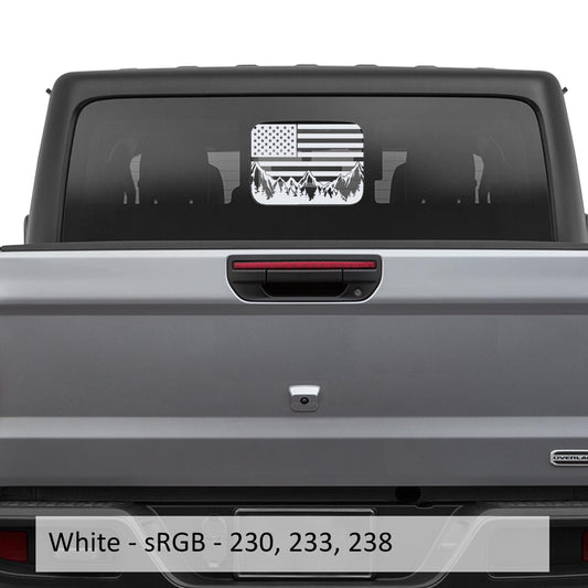 American Flag Mountain Range Vinyl Decal Sticker for Rear Slide Down Window for JT 2020+ Hard Top