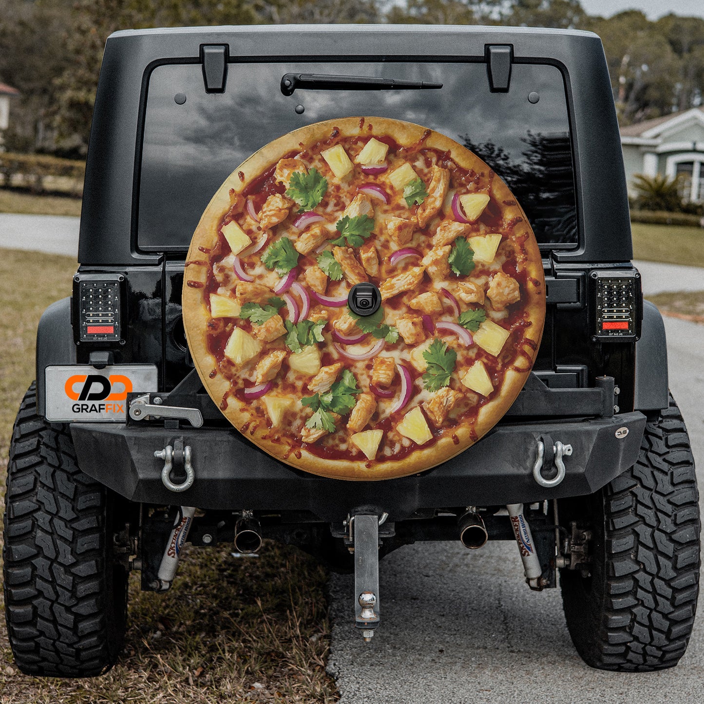 BBQ Chicken Spare Tire Cover With Backup Camera Hole