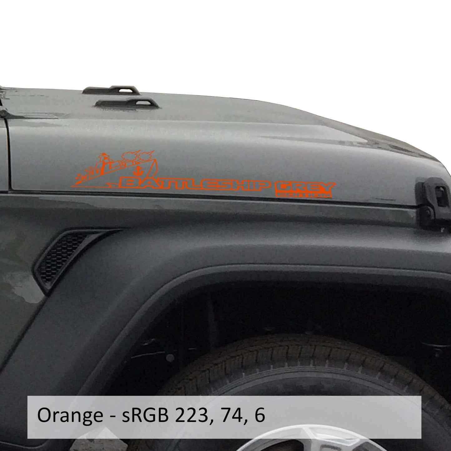 Battleship Grey Side Hood Vinyl Decal (Pair)