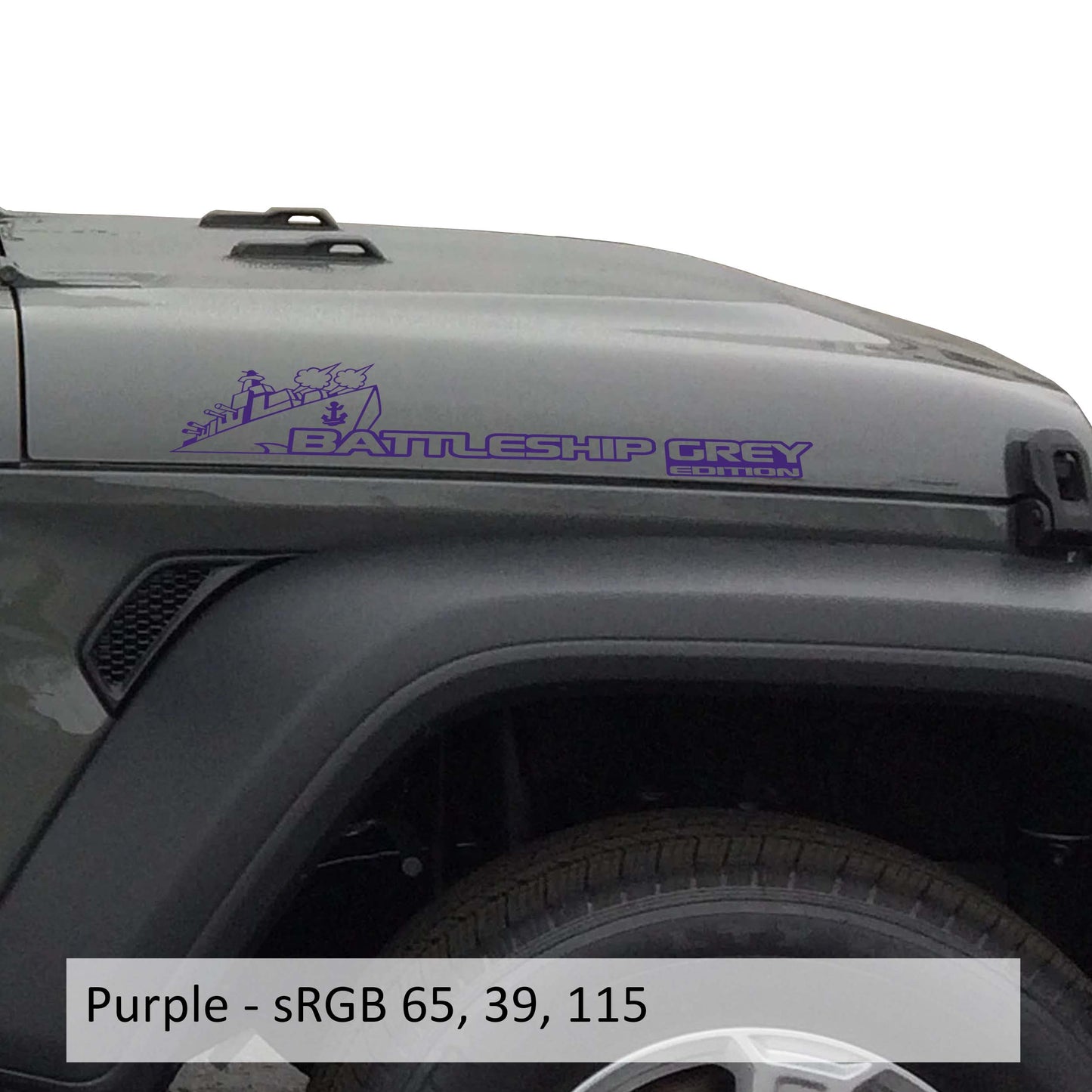 Battleship Grey Side Hood Vinyl Decal (Pair)