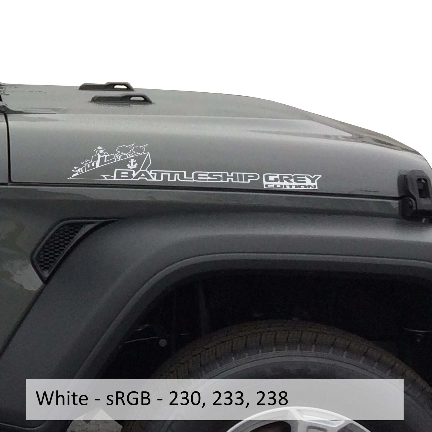 Battleship Grey Side Hood Vinyl Decal (Pair)