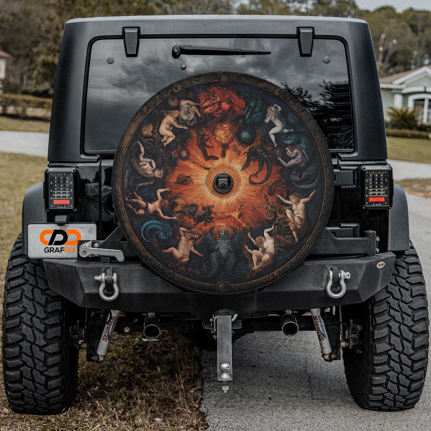 Celestial Zodiac Masterpiece Spare Tire Cover With Backup Camera Hole