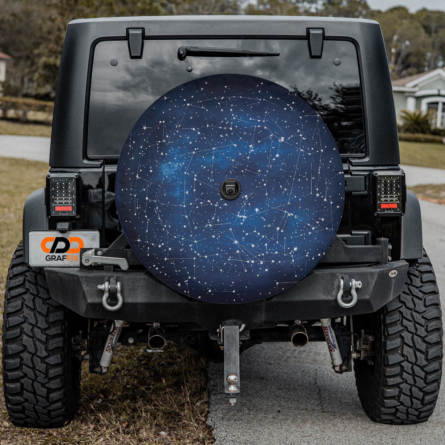 Constellation Star Map Spare Tire Cover With Backup Camera Hole