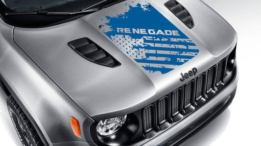 Distressed Renegade American Flag Blackout Hood Vinyl Decal For Renegade BU 2015 - 2023