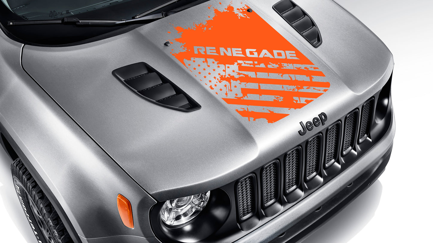 Distressed Renegade American Flag Blackout Hood Vinyl Decal For Renegade BU 2015 - 2023