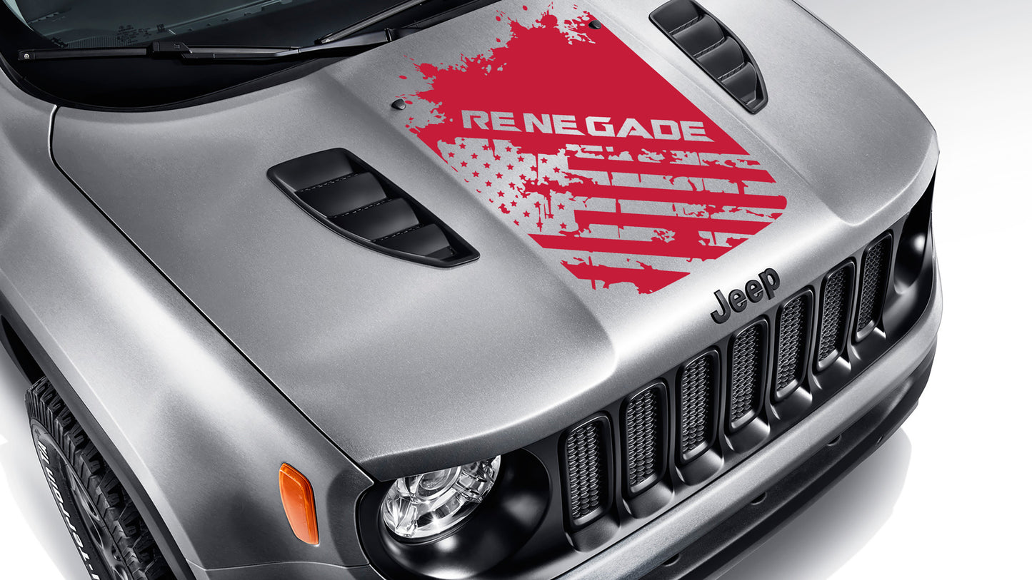 Distressed Renegade American Flag Blackout Hood Vinyl Decal For Renegade BU 2015 - 2023