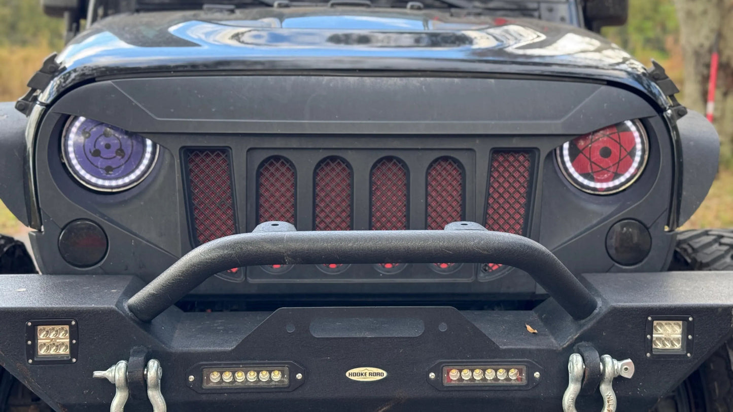 Cybernetic Eyeball Round Headlight Overlay Graphics Kit Vinyl Decal Cover 2 Piece Set