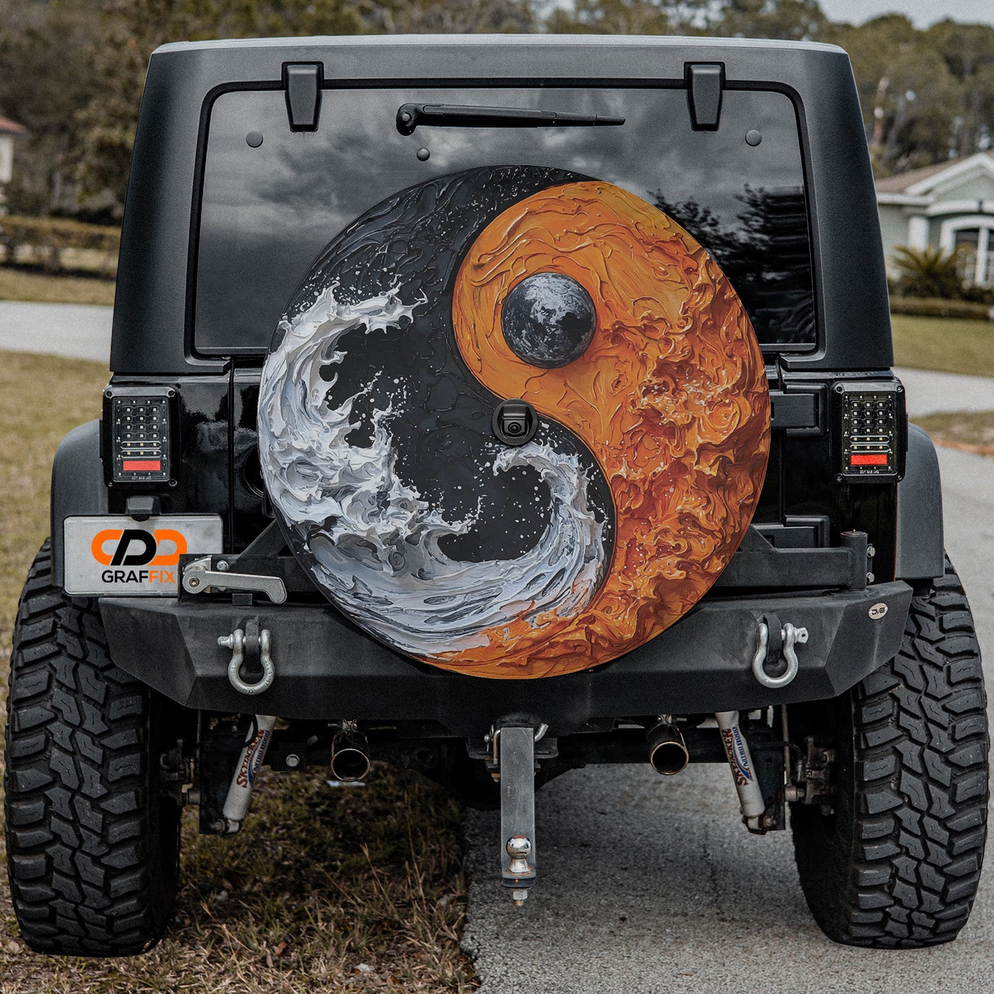 Elemental Balance Spare Tire Cover With Backup Camera Hole