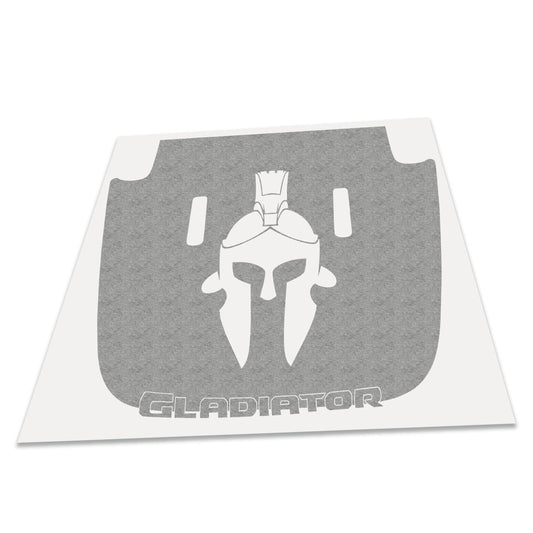 Gladiator Helmet W/ Gladiator Text Vinyl Blackout Hood Decal for JT 2018+ Sport/Sahara/Overland Hood