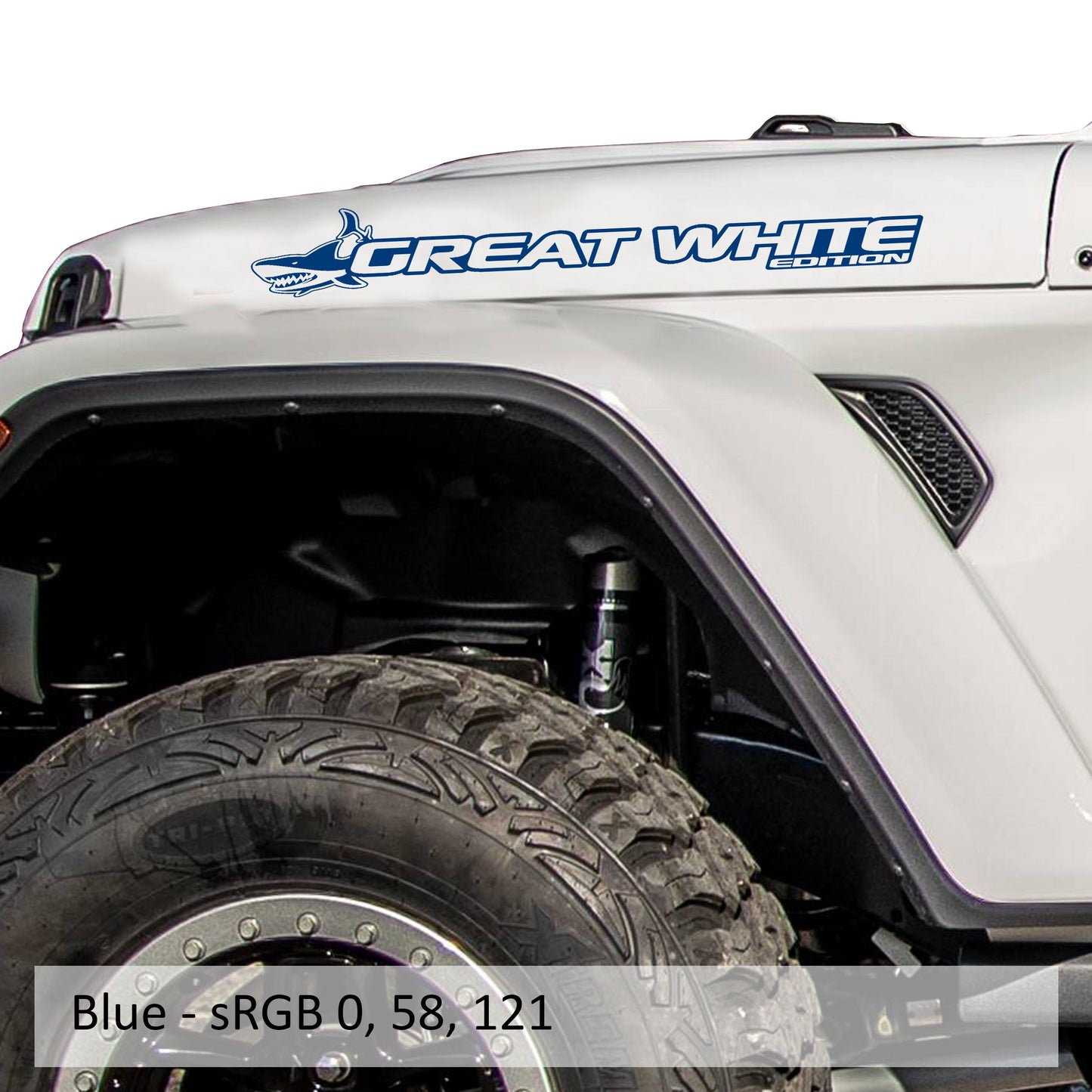 Great White Edition Side Hood Decal Set (Pair)