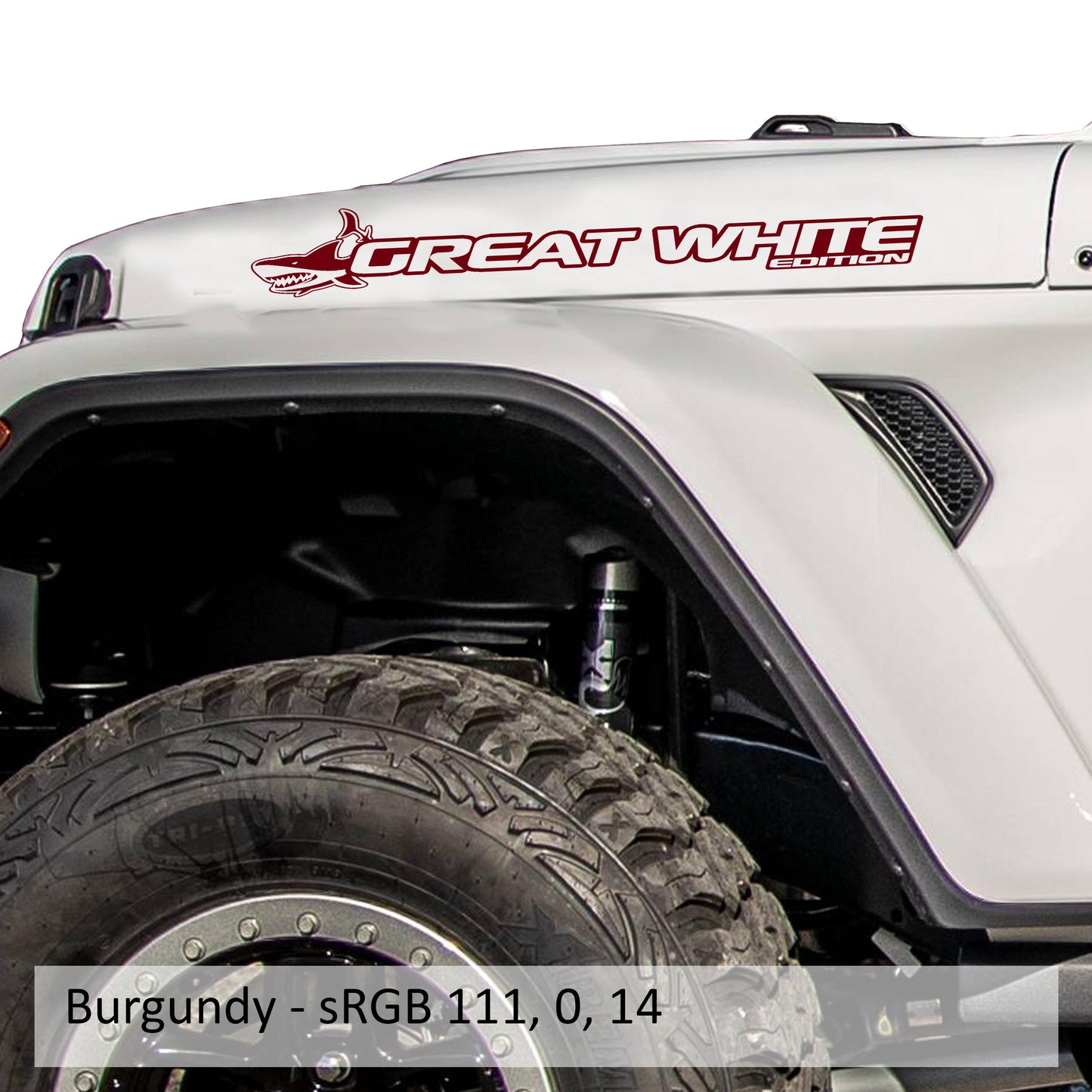 Great White Edition Side Hood Decal Set (Pair)