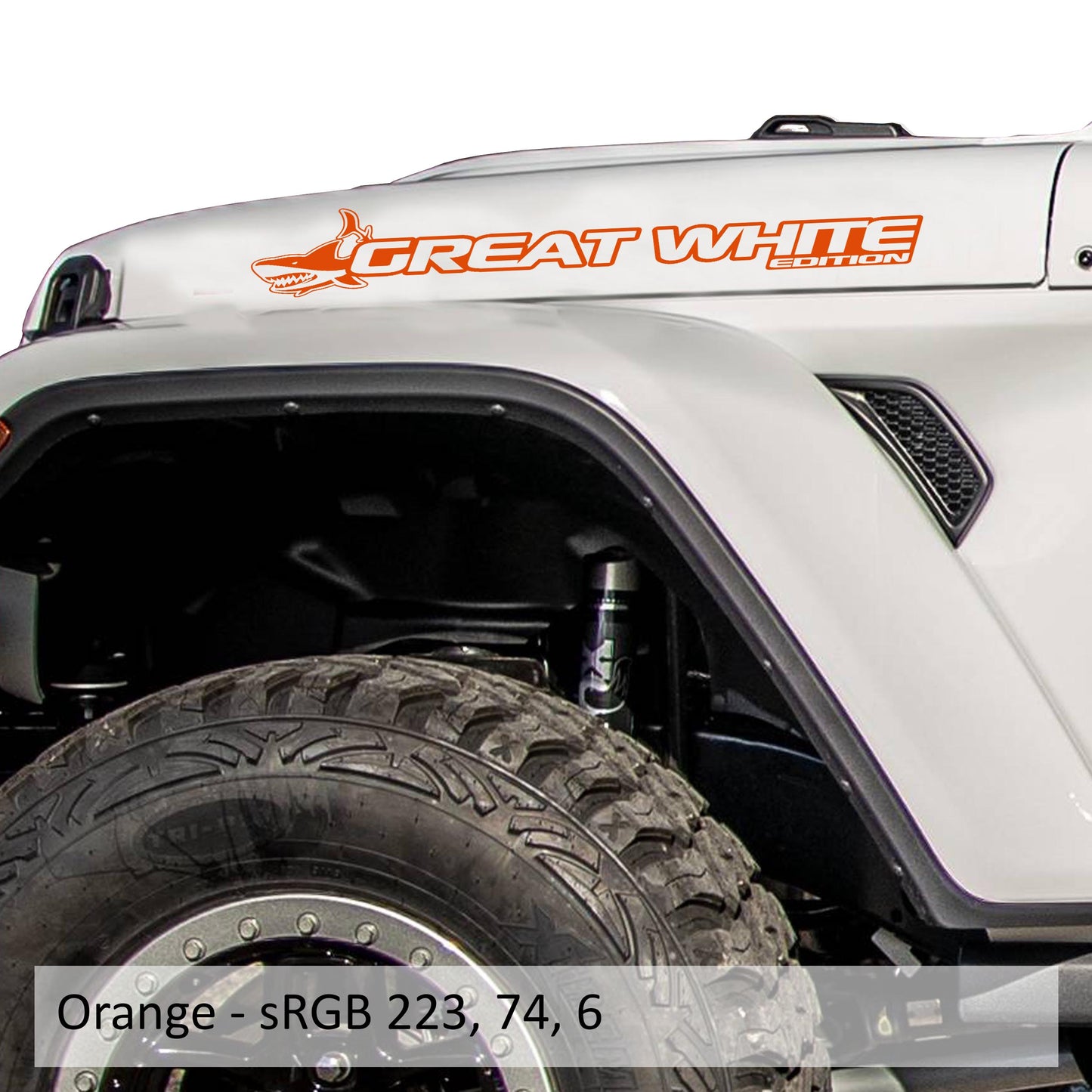 Great White Edition Side Hood Decal Set (Pair)