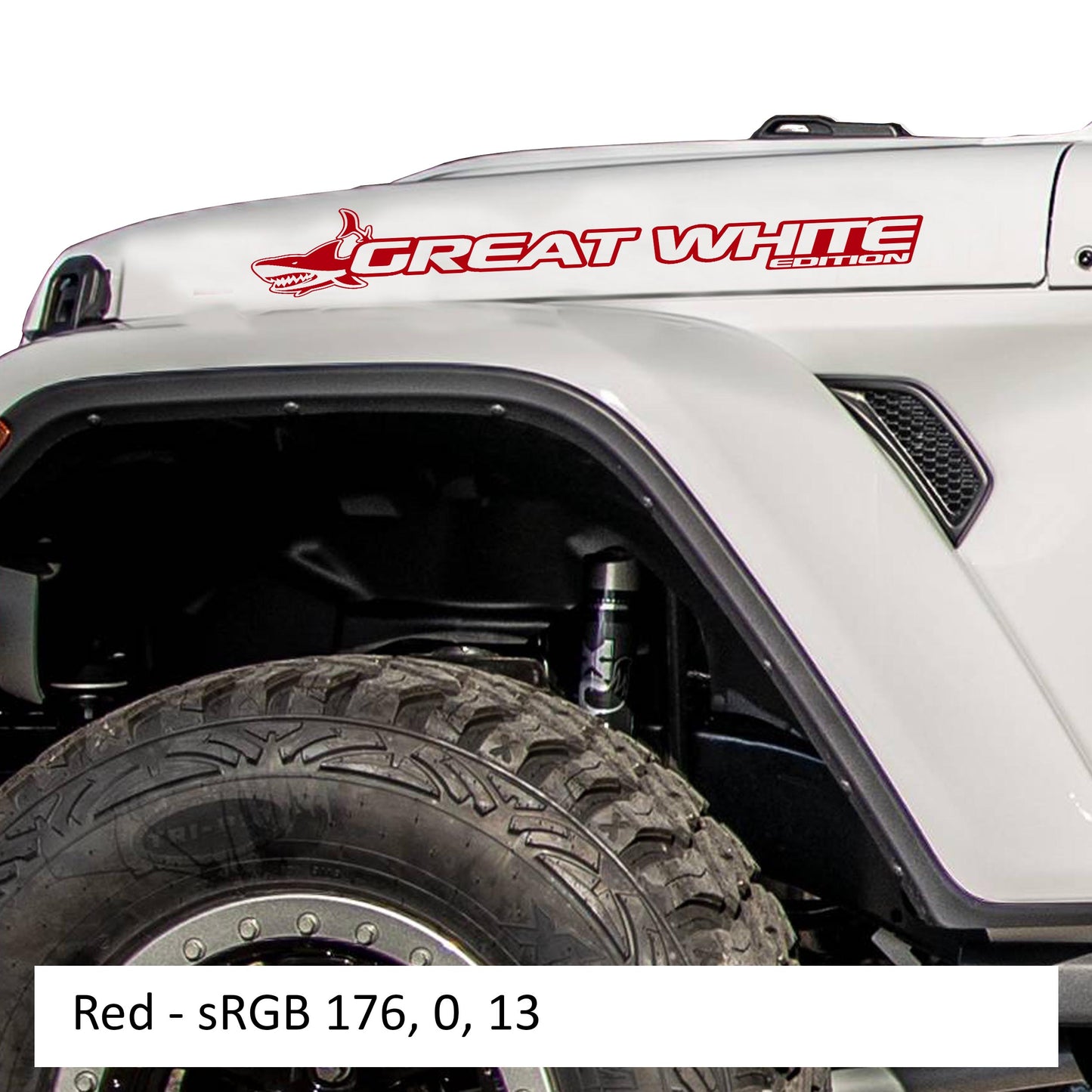 Great White Edition Side Hood Decal Set (Pair)