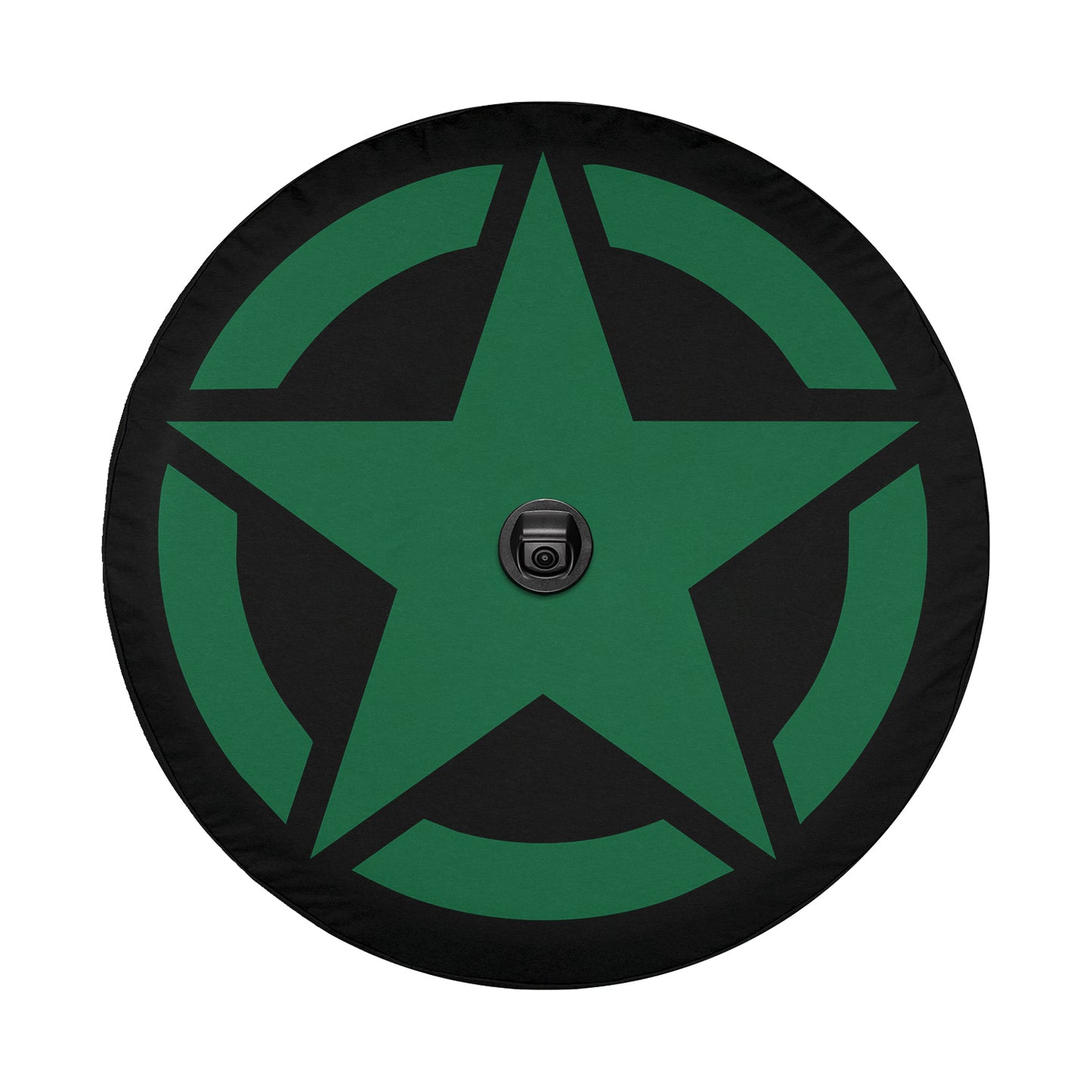 Green Military Star Spare Tire Cover With Backup Camera Hole Option