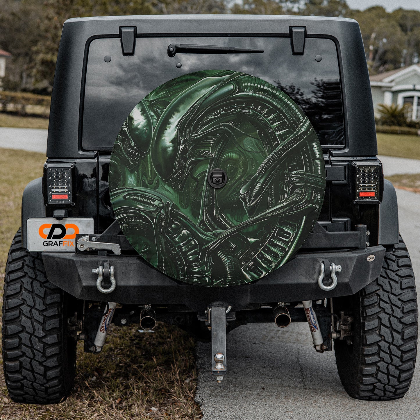 Alien Lifeform Spare Tire Cover With Backup Camera Hole