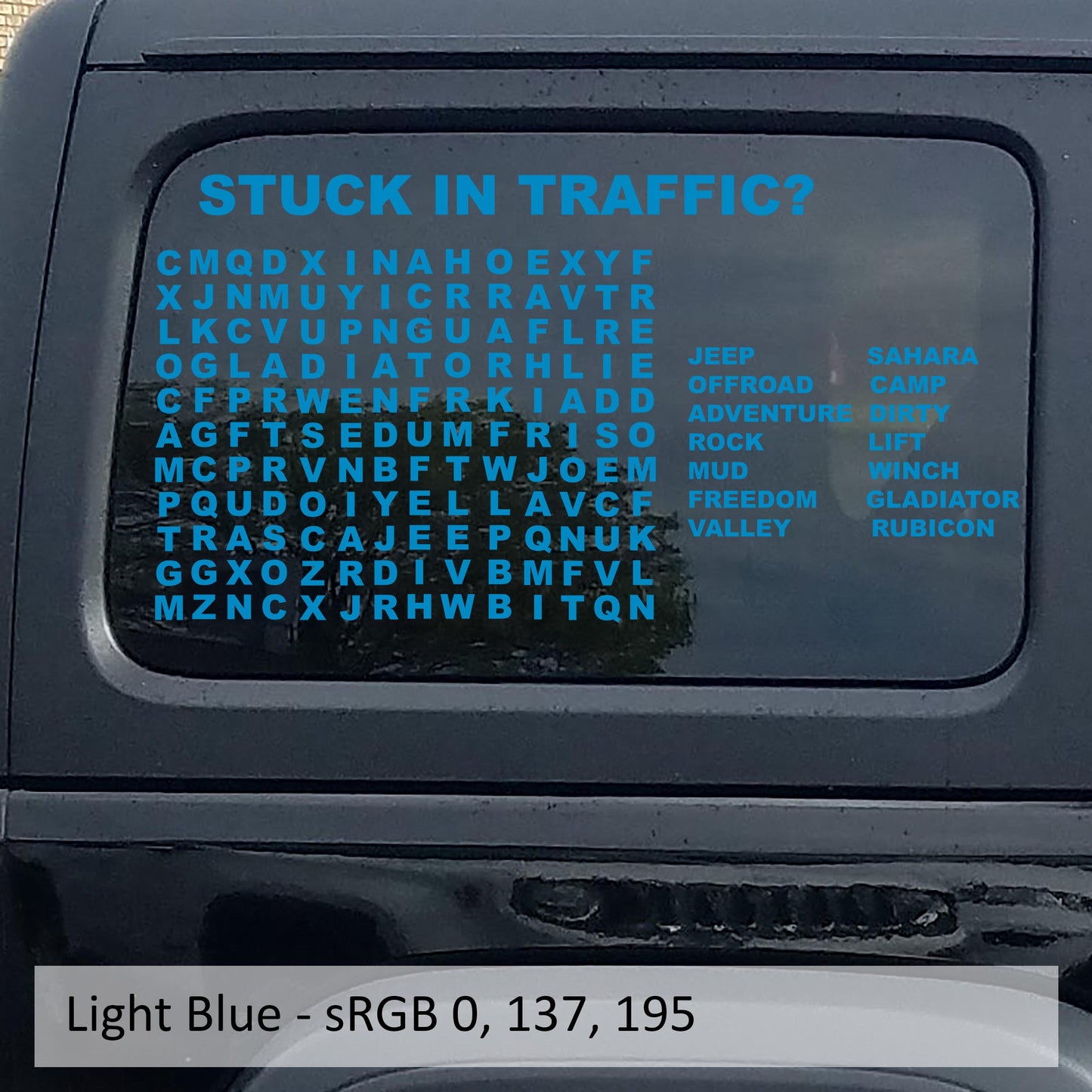 Stuck In Traffic Word Puzzle Hardtop Window Decal