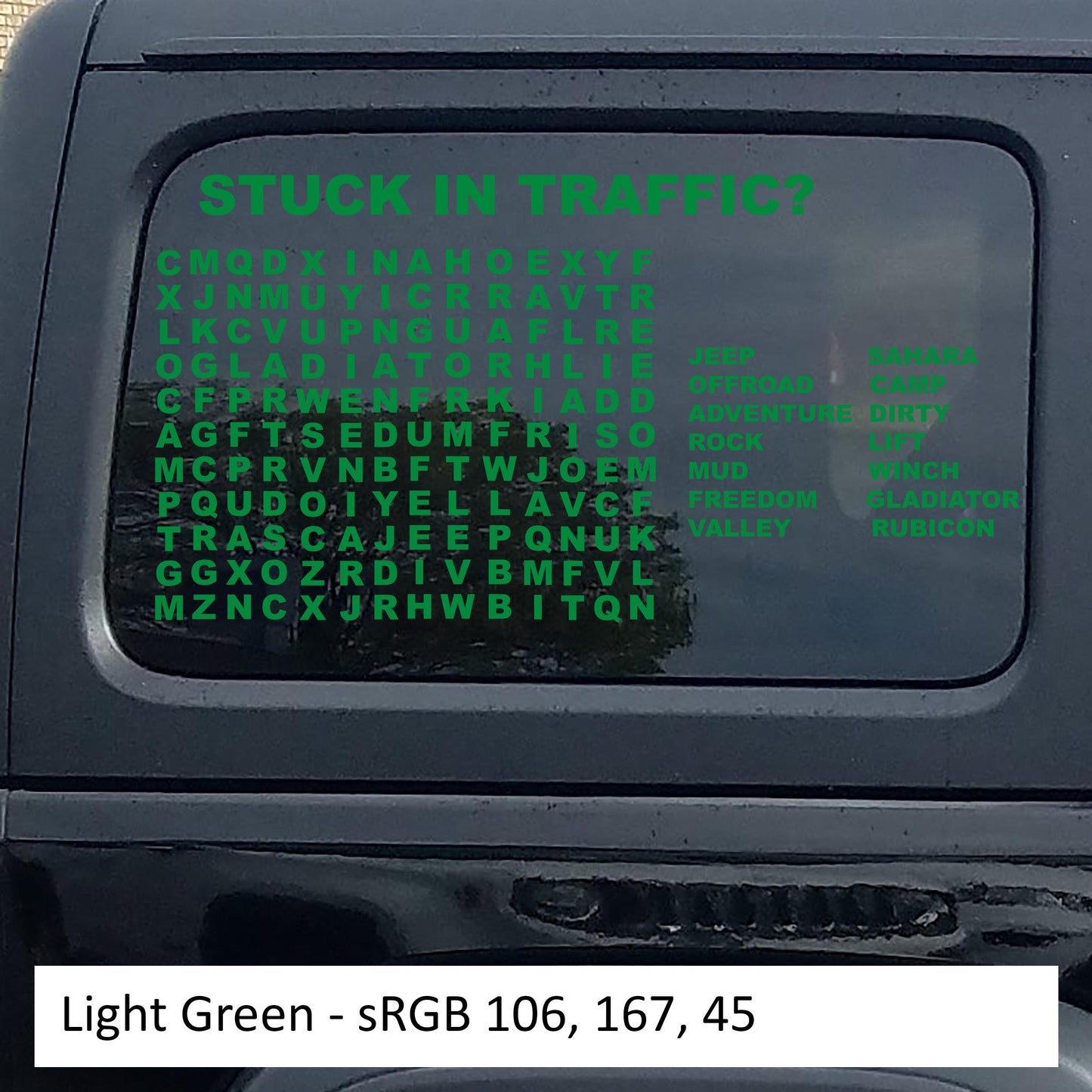 Stuck In Traffic Word Puzzle Hardtop Window Decal