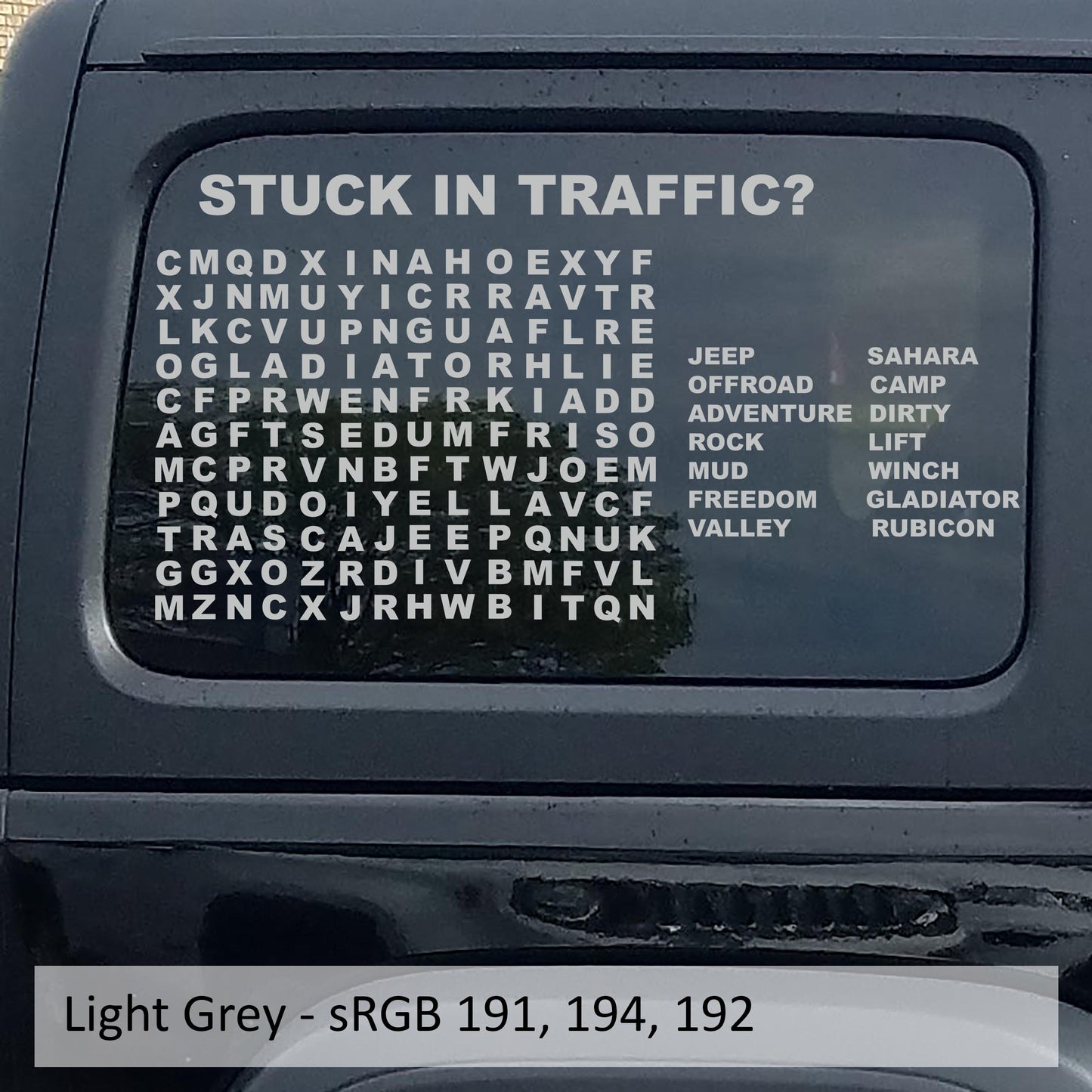Stuck In Traffic Word Puzzle Hardtop Window Decal