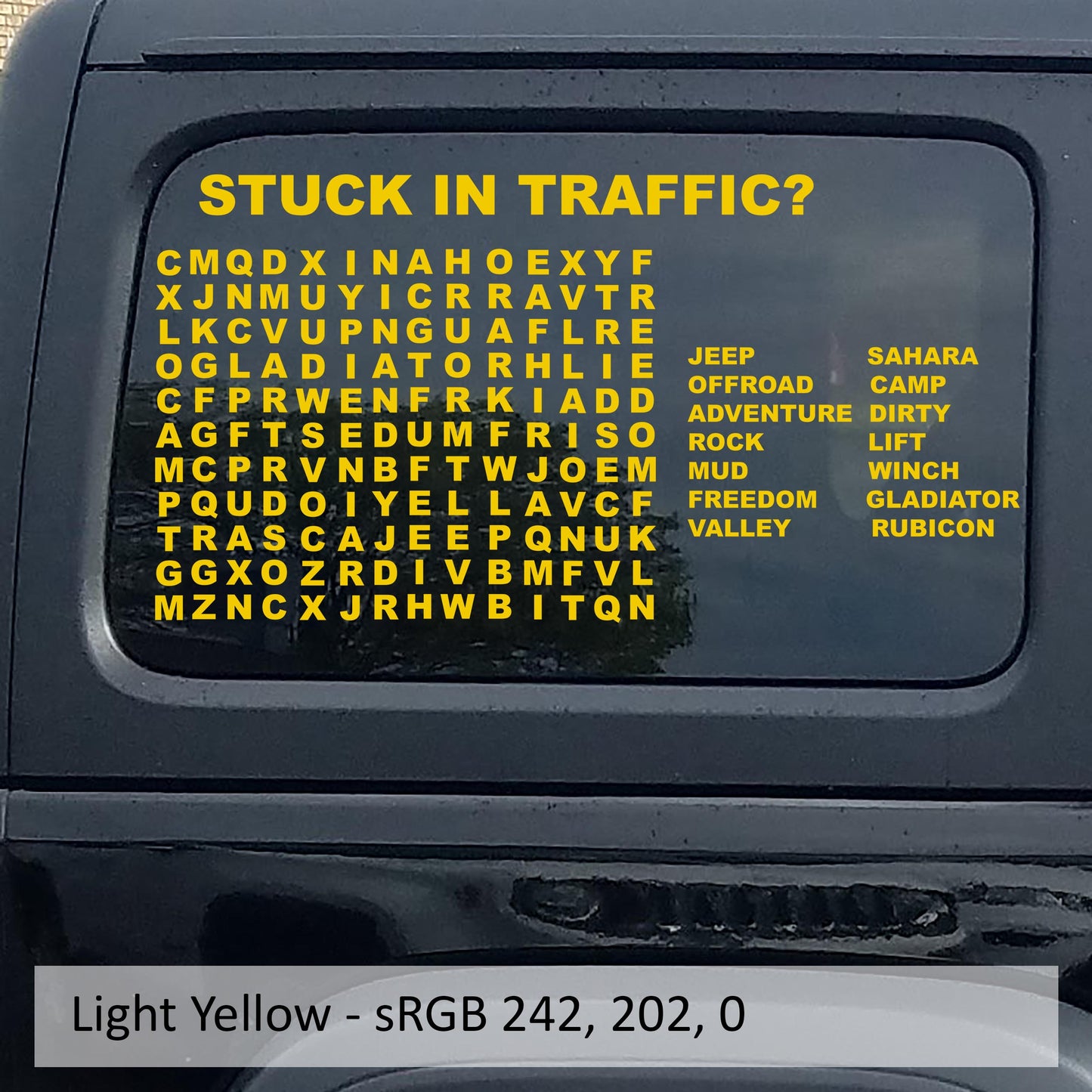 Stuck In Traffic Word Puzzle Hardtop Window Decal