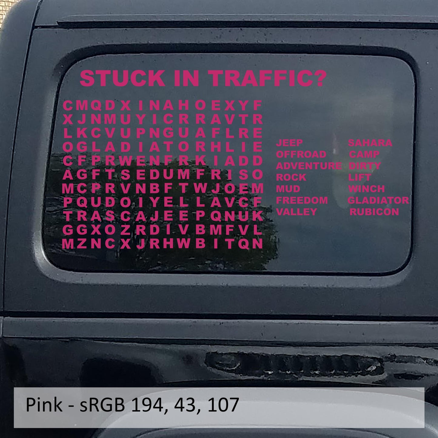Stuck In Traffic Word Puzzle Hardtop Window Decal