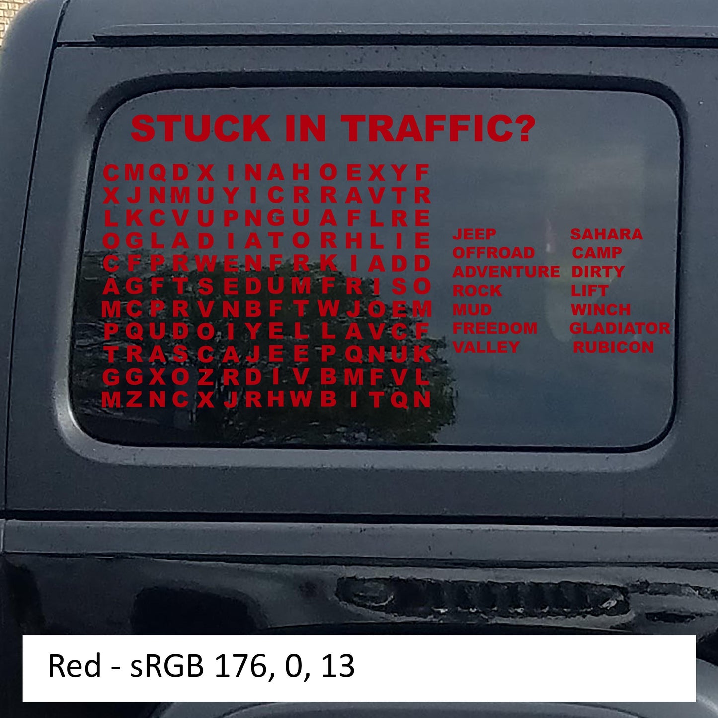 Stuck In Traffic Word Puzzle Hardtop Window Decal