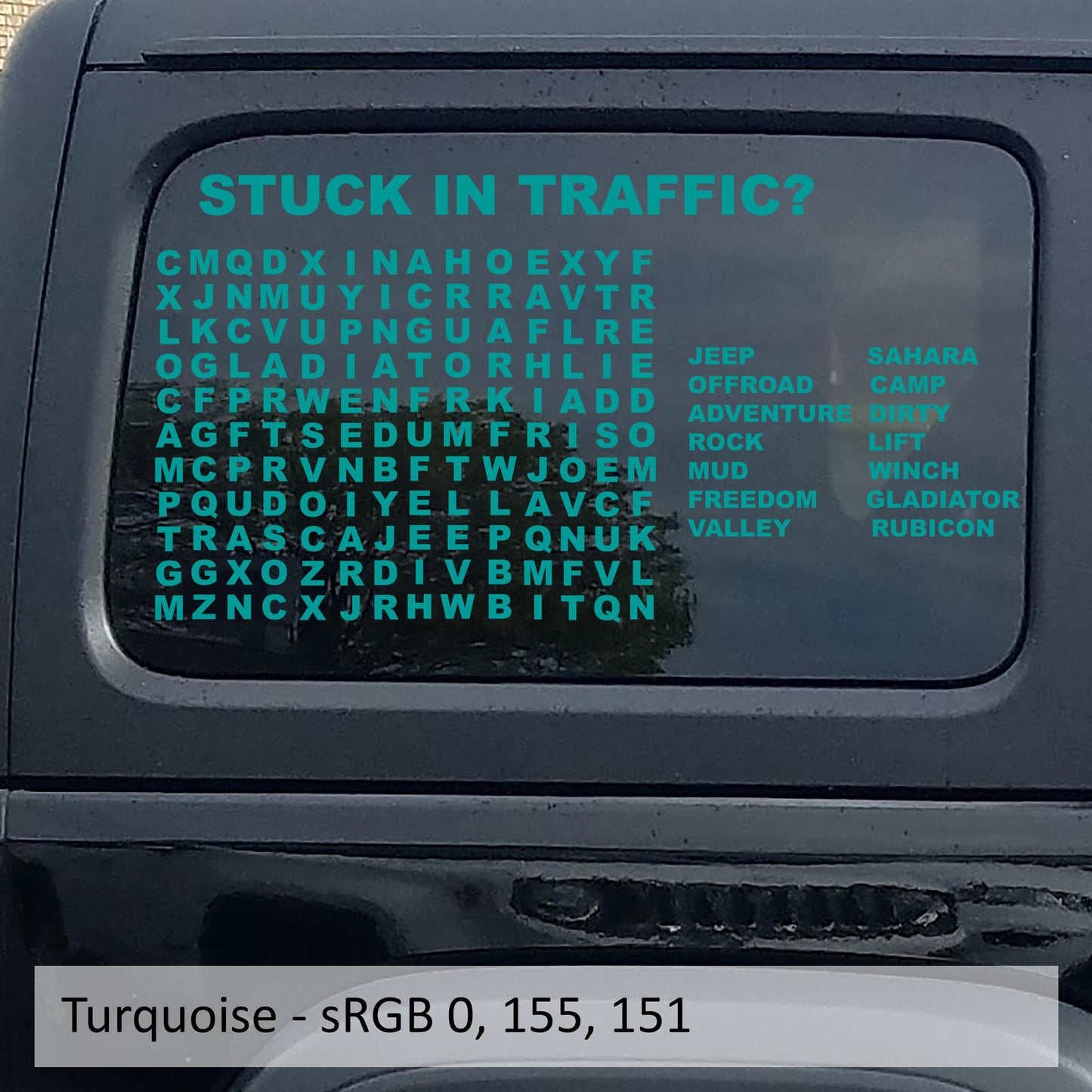 Stuck In Traffic Word Puzzle Hardtop Window Decal