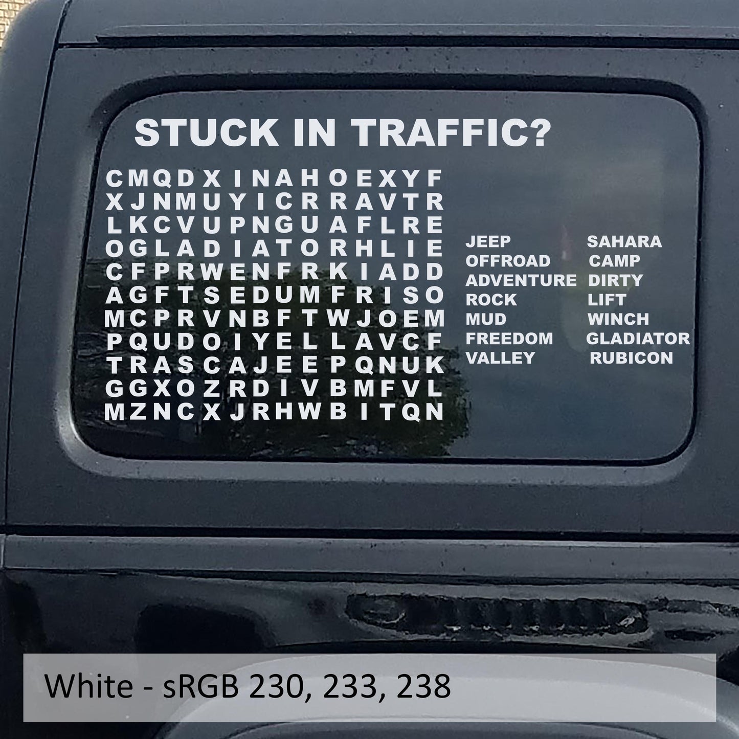 Stuck In Traffic Word Puzzle Hardtop Window Decal