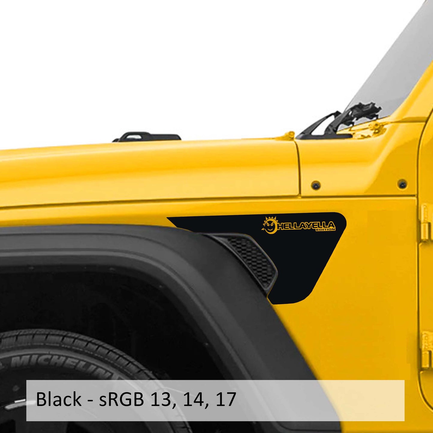 HellaYella Edition Fender Vent Vinyl Transfer Decal - Fits Jeep Wrangler JL/Jeep Gladiator JT 2018+