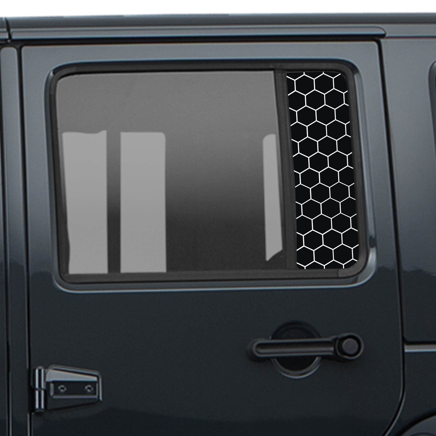 Honeycomb Hex Mesh Pattern Side Window Vinyl Decal Set - Fits  2006-2017 Jeep Wrangler JKU Models