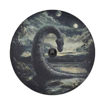 Loch Ness by Moonlight Spare Tire Cover With Backup Camera Hole