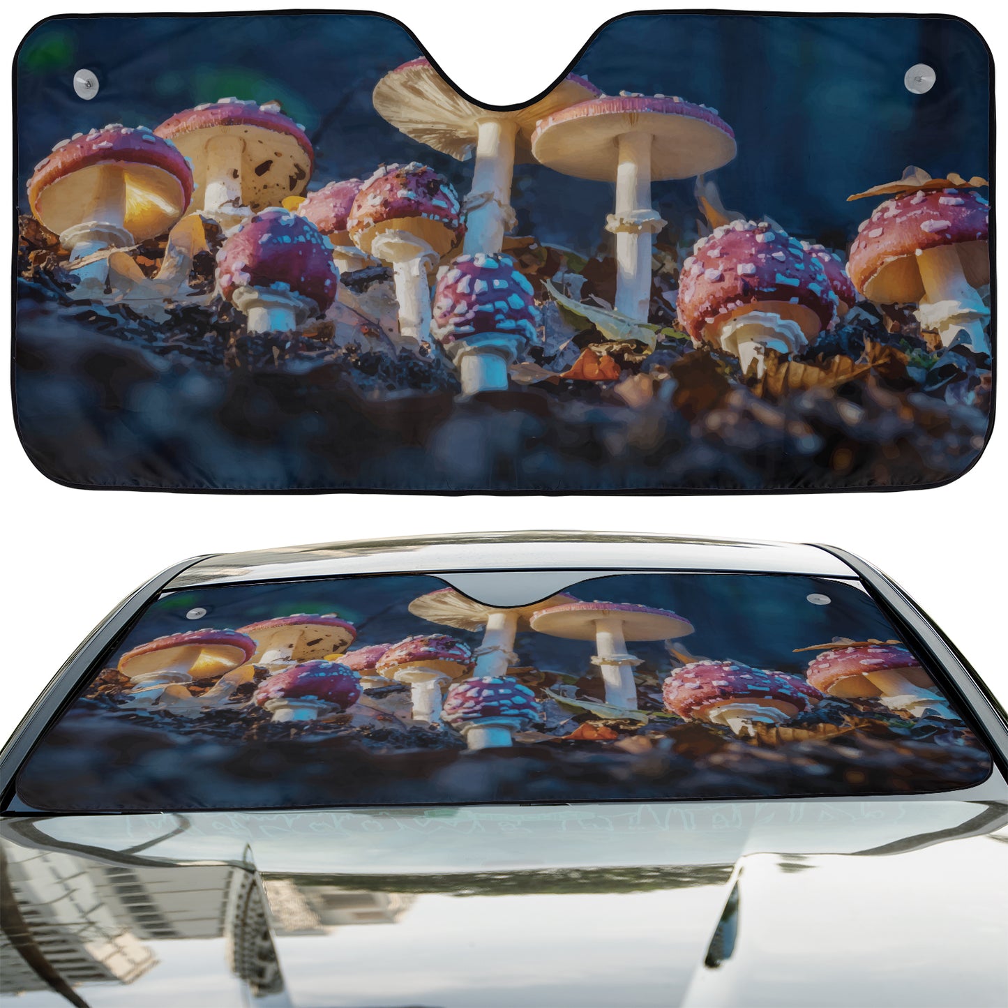 Mushroom Patch Car Windshield Cover Sun Shade
