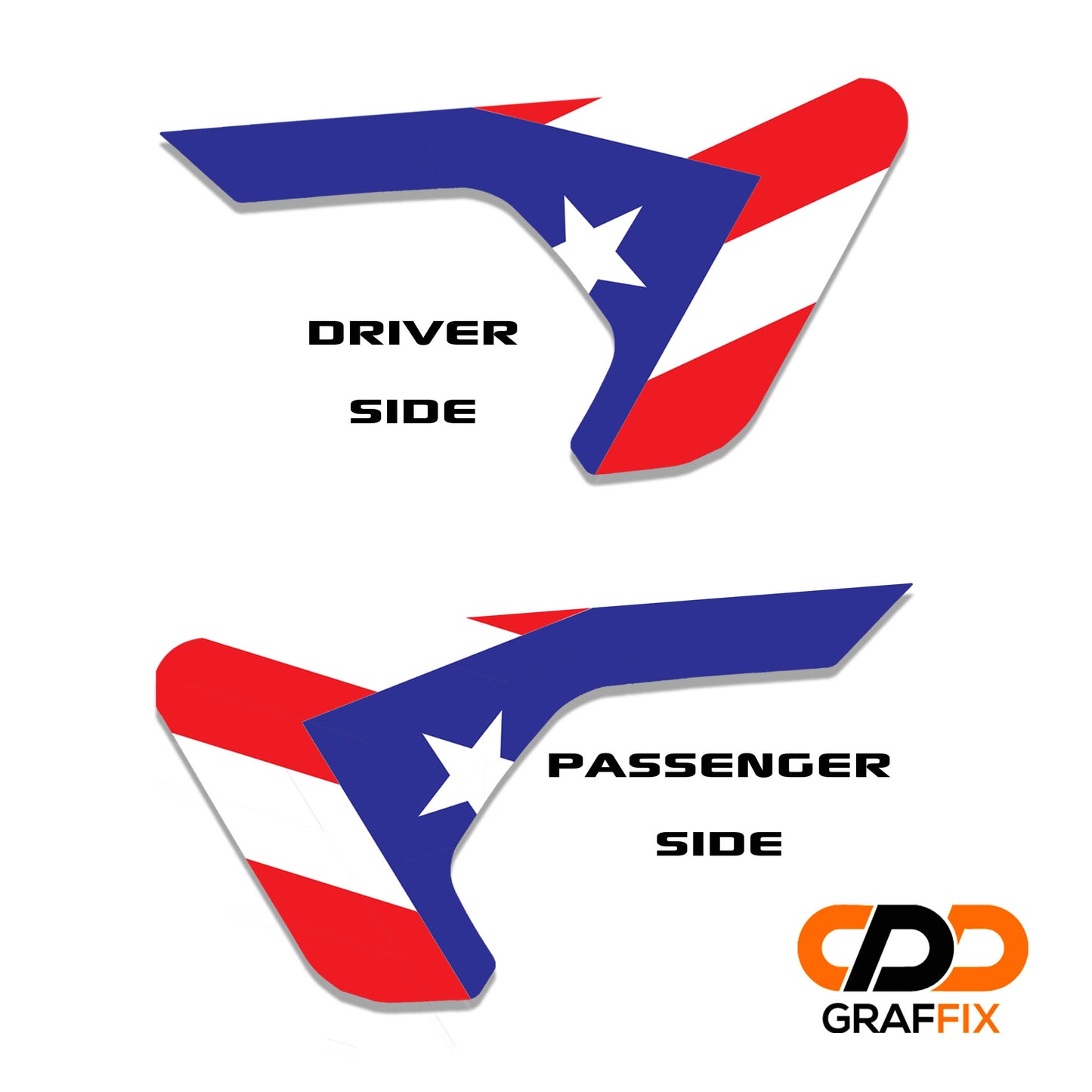 Puerto Rico Flag 2pc Vinyl Fender Decal - Fits Jeep Wrangler JL/Jeep Gladiator JT 2018+